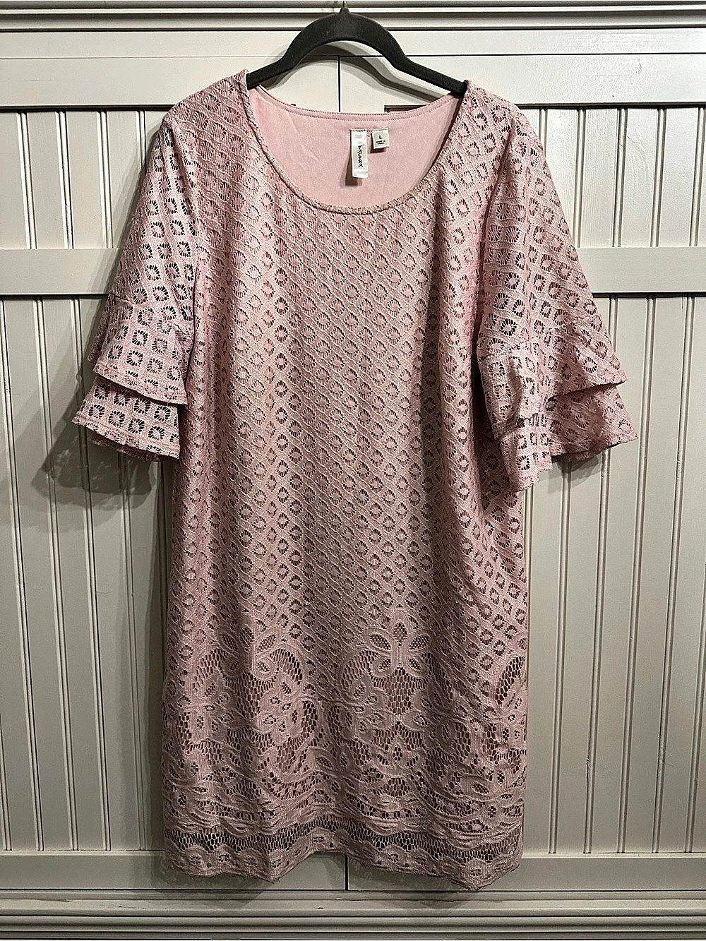 Tacera Lace Mini Dress in Pink Size Large Like New